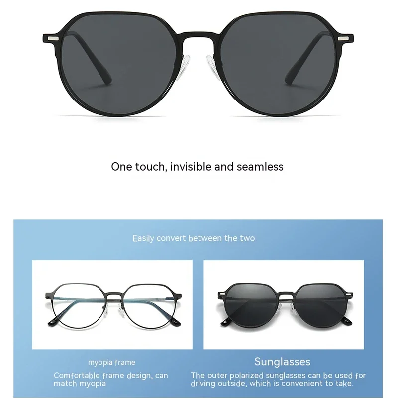 

XUKA Discoloration Glasses Prescription Optical Eyewear 3 in1 Magnetic Clip Myopia -0.50 to -10 Sunglasses Women Men Polarized