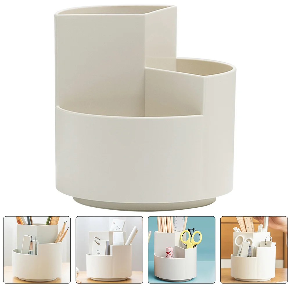 

1pcs Rotating Pen Holder 3-Compartments Desktop Storage Box For Makeup Brushes Lipsticks Cosmetics Stationery Organizer