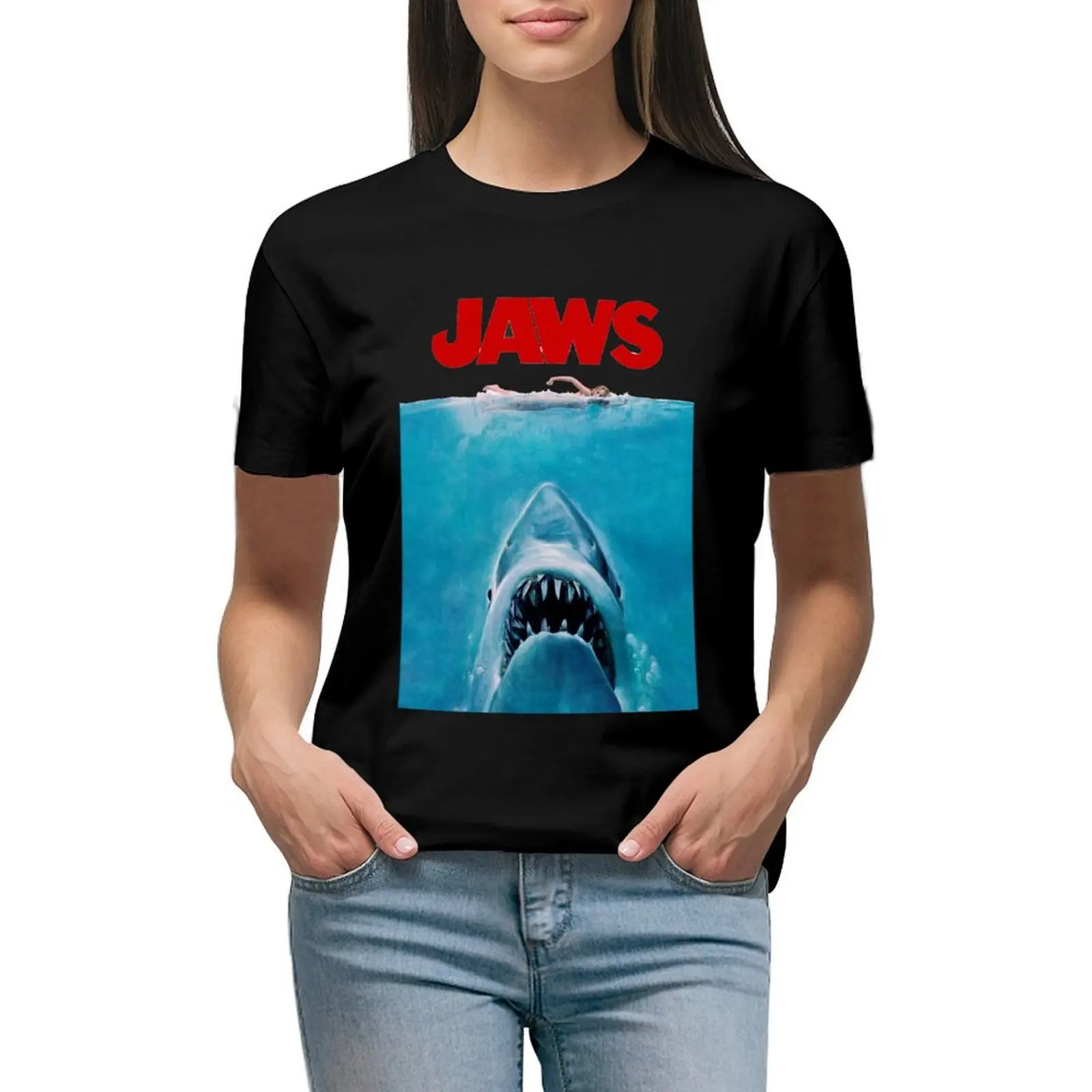 

Jaws Original Movie Poster T-Shirt funnys quick-drying Female clothing Blouse t shirts for Women