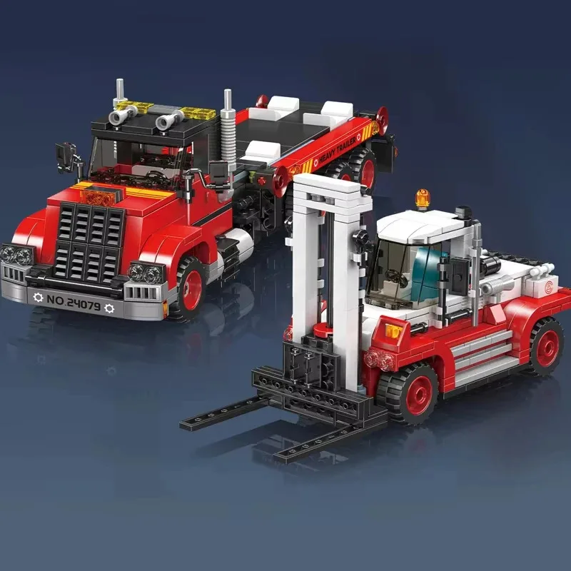 906 Stücke 24079 Technische Lkw Spielzeug Die Gabelstapler Transport Lkw Baustein Montage Auto Ziegel Set Kinder Weihnachtsgeschenk