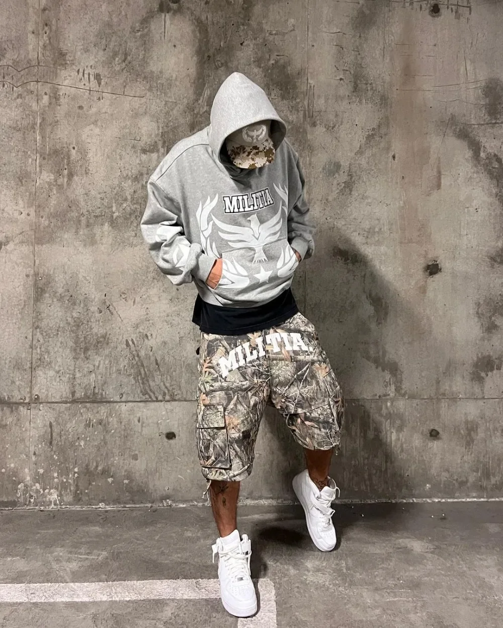 

American Retro Hip-hop Camouflage Work Pants Letter Print Men and Women Loose Wide-leg Straight Harajuku Casual Shorts Y2K