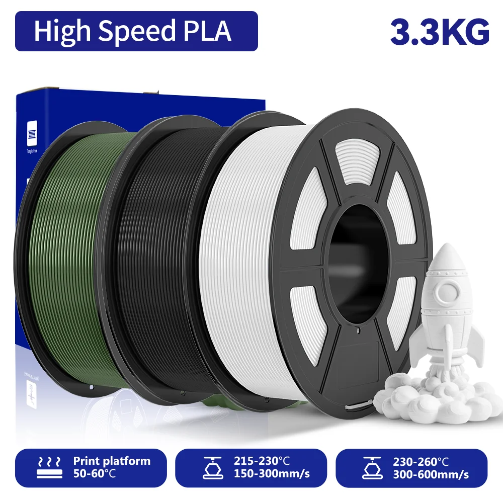 JAYO 3,3KG HS PLA 3D-Drucker-Filament 1,75mm Hochgeschwindigkeits-PLA 600mm/s Schneller Druck & Hohe Zähigkeit 3D-Druckmaterialien für 3D-Drucker