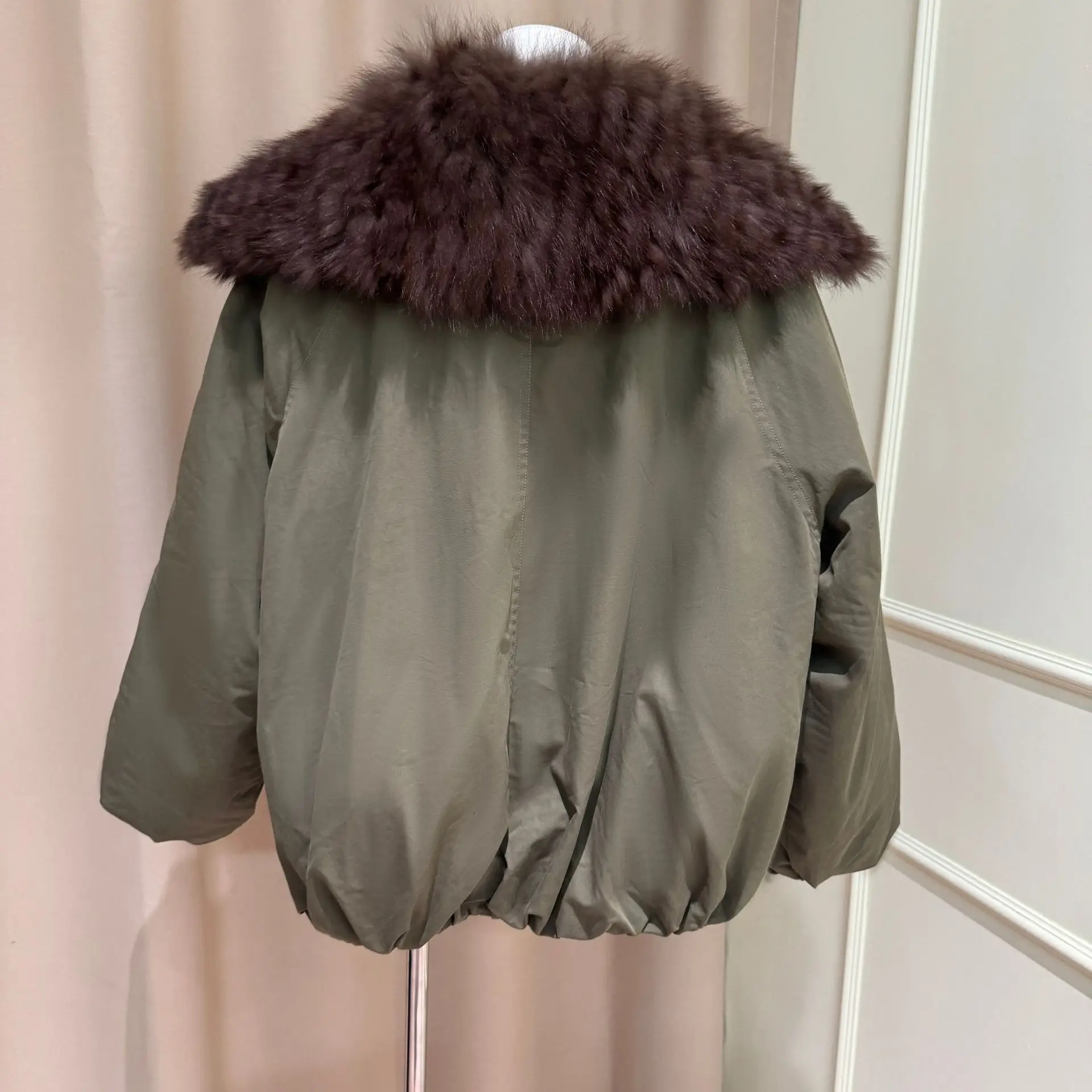 2026 Autumn Winter New Fox Fur Coat Women With Navy Collar And White Duck Down Liner Parka Overcoat Femme  jacket  down jacket