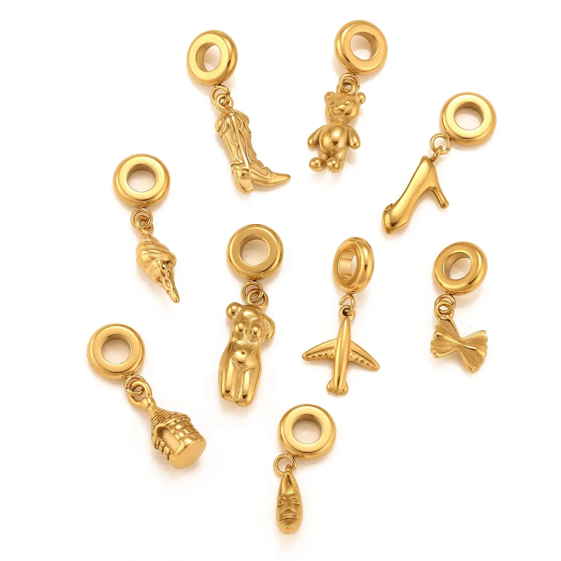 

Stainless Steel High-heeled Shoes/Airplane/Bear/Female Body Charms Fit Original Pan Bracelet Earring Pendants DIY Making Jewelry
