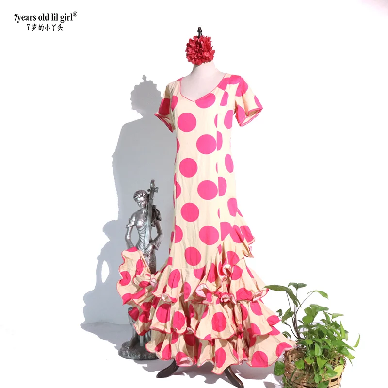 7 annililgirl 2025 nuevo vestido de encaje de baile Flamenco español abiti da noche ropa con cuello en ENE17