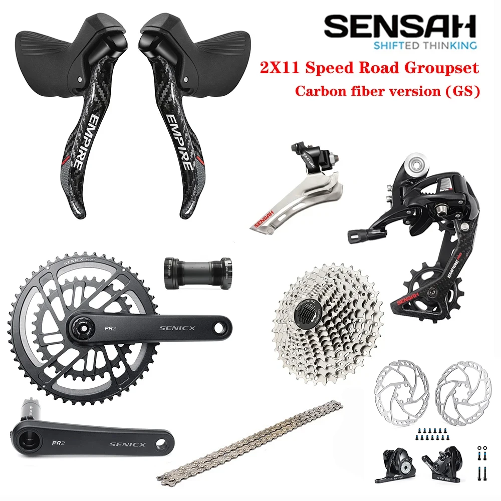 

SENSAH EMPIRE 2x1 1 скорость, 22s Road Groupset, для дорожного велосипеда 5800, R7000 углеродное волокно версия GS