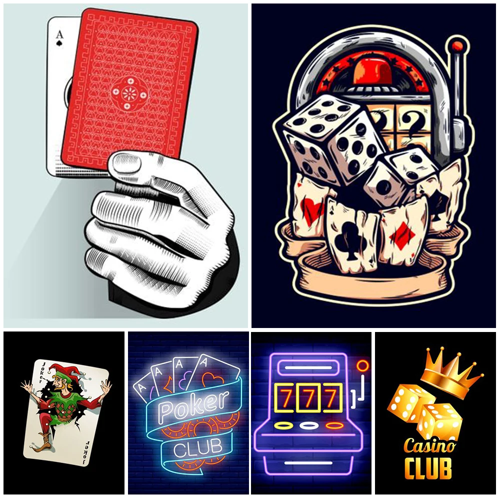 Poker Gambling Dice Joker Nordic Poster Playing Cards Wall Art Canvas Painting Wall Pictures For Living Room Home Decor Unframed