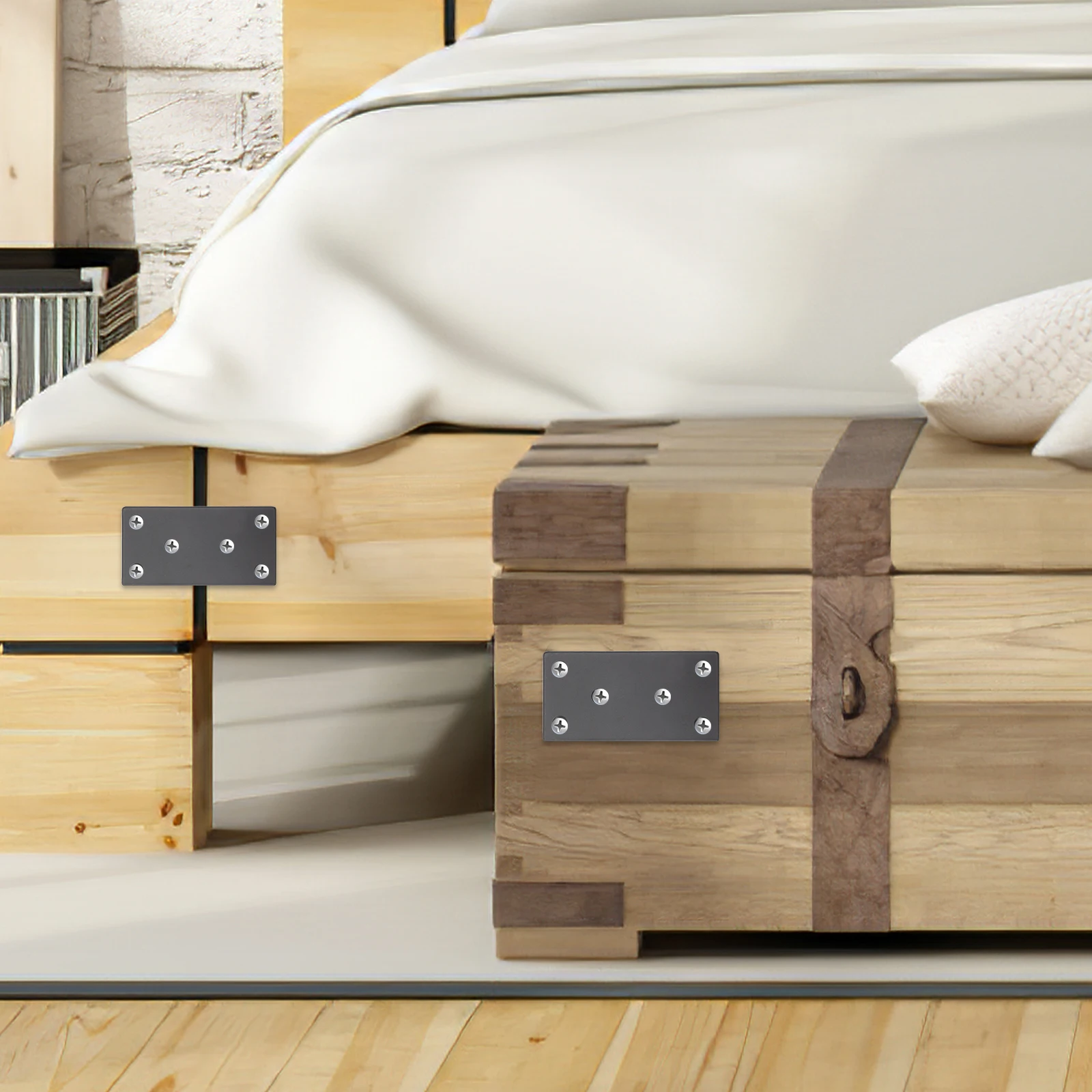 

6Pcs Metal Brackets for Wood Furniture Straight Brace Mending Plate Corner Support Durable Scratch Resistant Easy Operation