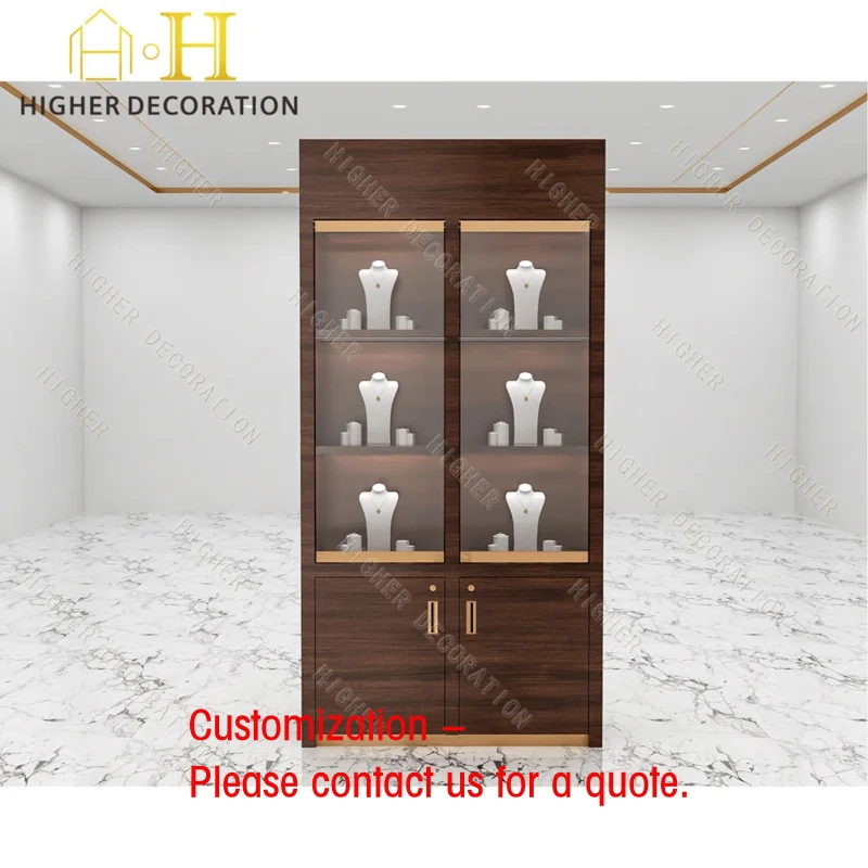 custom.Modern Glass Display Showcase Durable Smoke and Functional Display Cabinet Including MDF Showcase