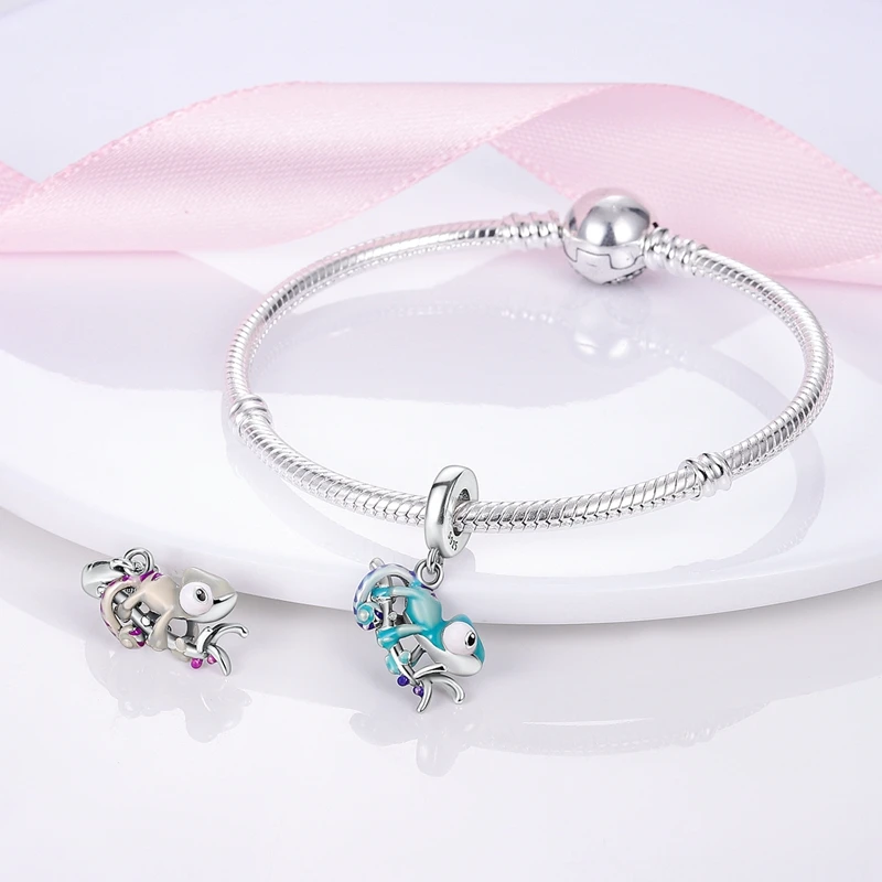 MULA 1PC Chameleon 925 Silver Charms Color-changing Crystal Ball Fit Original Snake Chain Bracelet DIY Jewelry Gift For Women