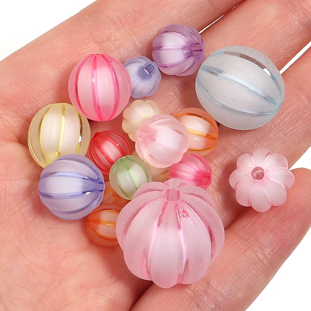 8-20mm Mixed Color Candy Pumpkin Acrylic Beads Round Loose Beads Handmade Making Jewelry DIY Bracelet Necklace Accessories