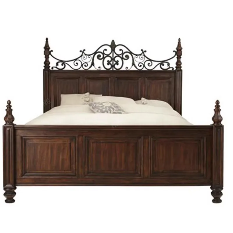 

North American black walnut master bedroom bed American country solid wood bed double bed 1.5 meters 1.8 meters log wedding