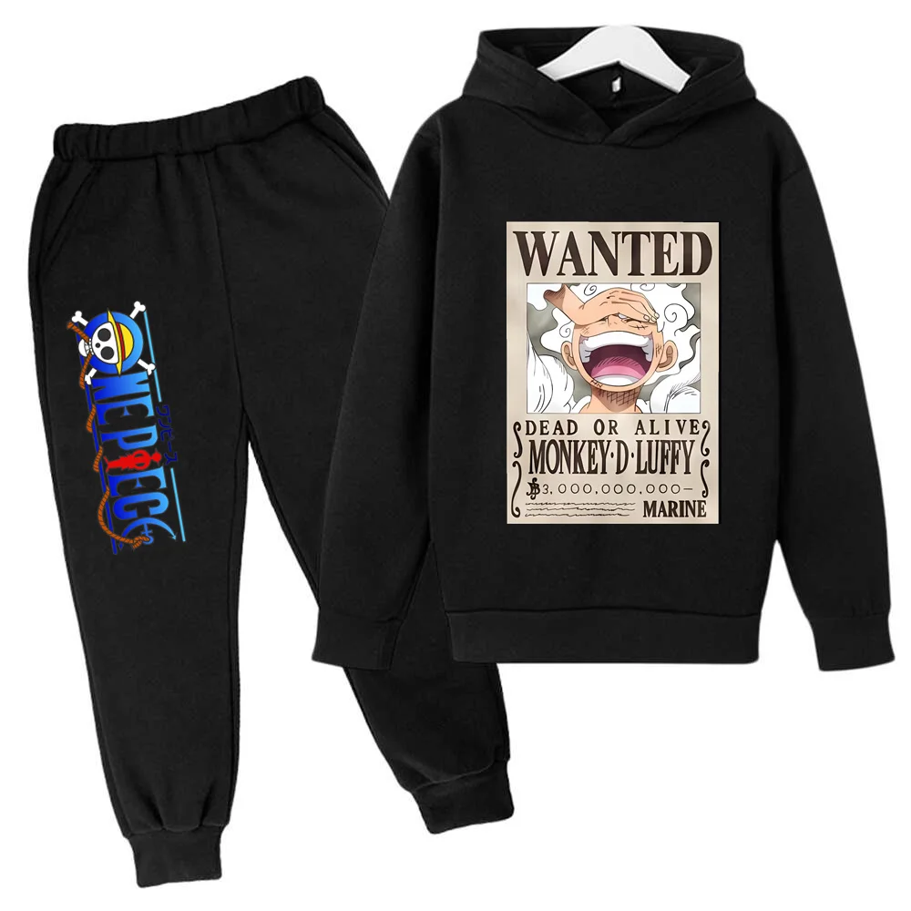 Hot One Pieces Hoodie Set Kids Luffy Clothes Boys Girls Clothing children's jersey sports suit autumn hoodie pants 2-piece set