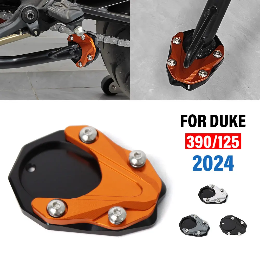 

Для DUKE390 DUKE125 2024, боковая подставка для мотоцикла, увеличитель, подставка, увеличенная пластина, удлинитель пластины, подушечки для ног, основание боковой подставки