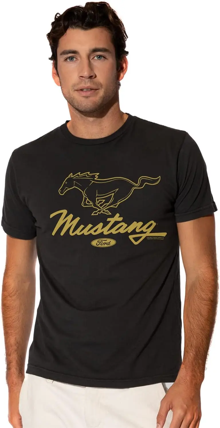 Ford Mustang Pony Script Shirts for Men, Short Sleeve T Shirt, Officially Licensed