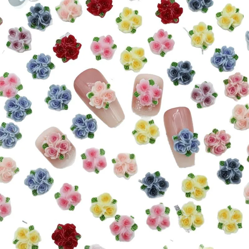 20Pcs New Cute Mini Sansheng Flower Resin Flat Back Ornament Making Manicure Hairwear Accessorie