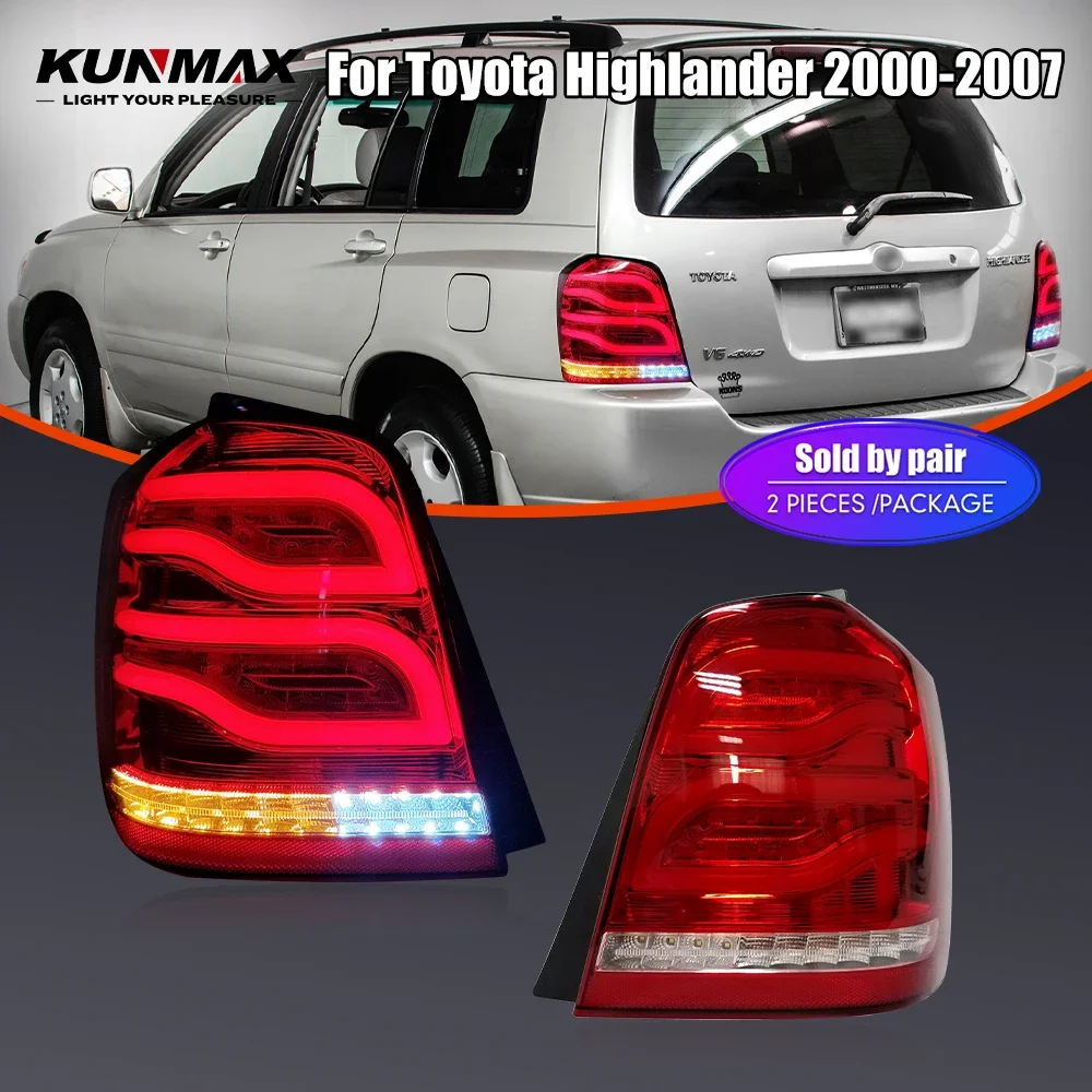 Pair Of LED Tail Lights For Toyota Highlander 00-07 DRL Reverse Brake Turning Signal Plug And Play Car Rear Tail Light Assembly