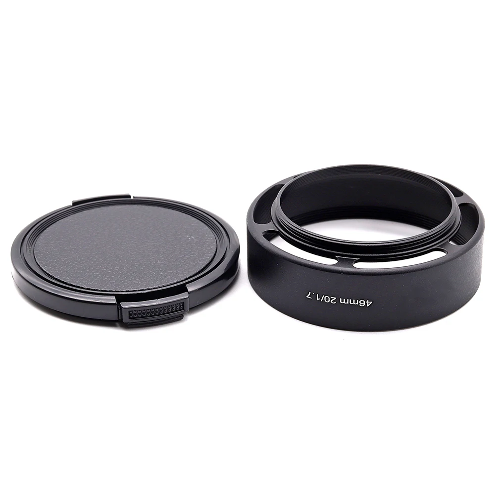 Metal Vented Lens Hood With 58mm Lens Cap For G1 GF1 GH1 GH4 GH5 For Panasonic 20mm 20/1.7 Lens