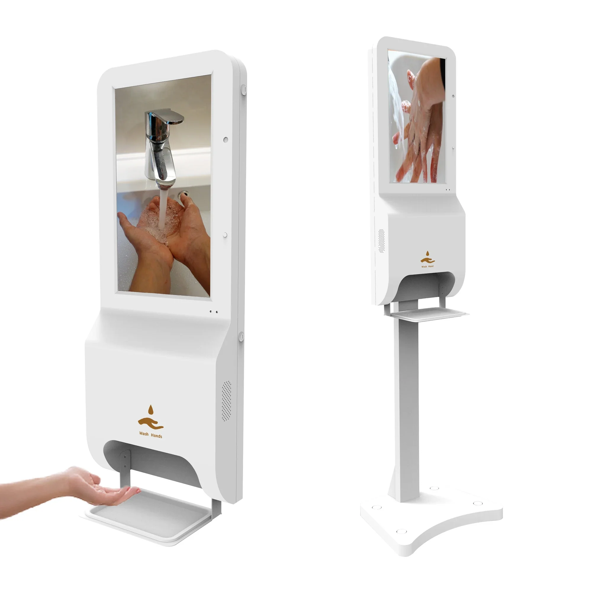 

32-дюймовый ЖК-дисплей, напольная пена, бесплатная подставка, рынок, автоматическое спиртовое рекламное мыло, дезинфицирующее средство для рук, гель, диспенсер, цифровая вывеска