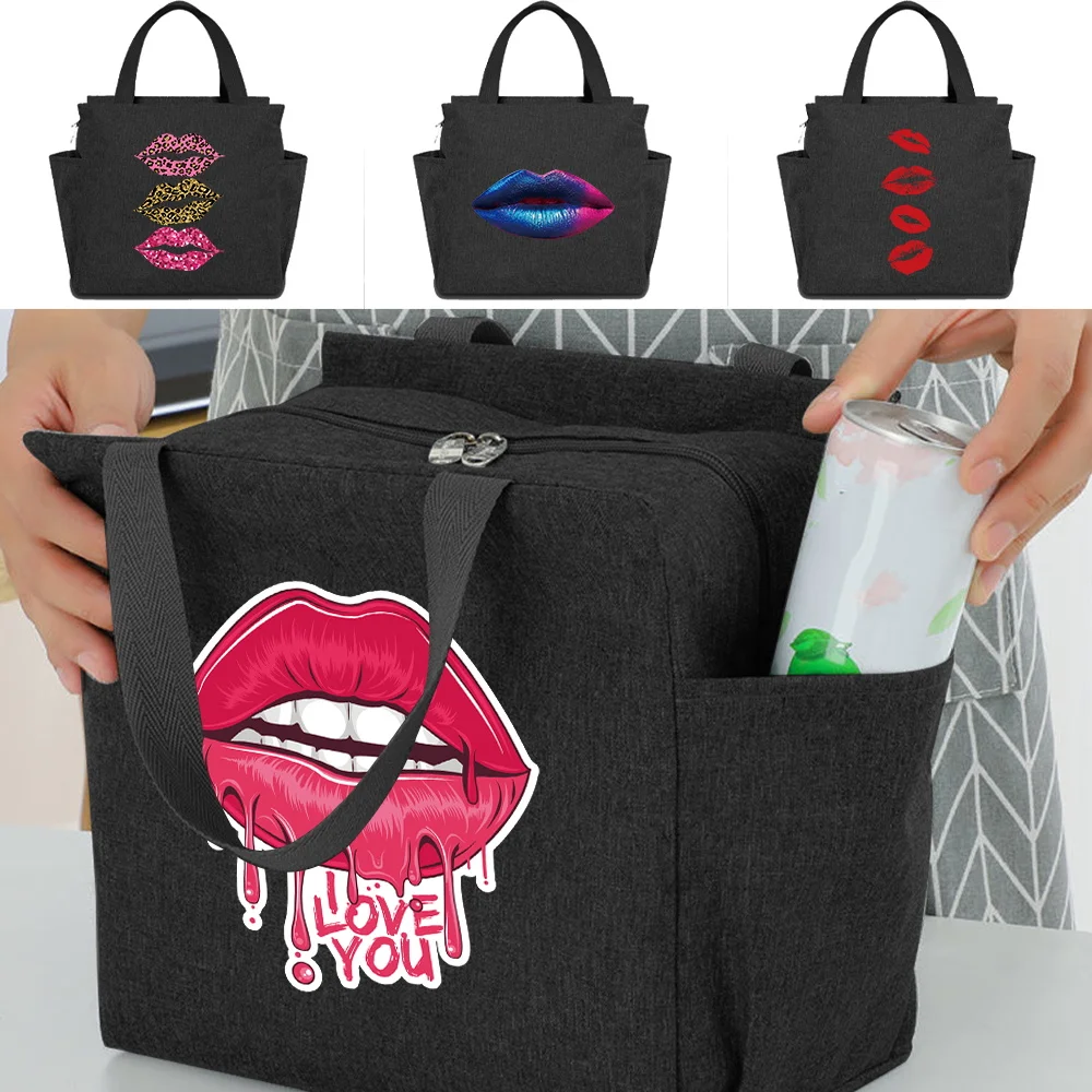 

【Fast Delivery】 Portable Insulated Lunch Bag for Kids Girl Boy Leakproof Original Design Lunch Box Mouth Series Printing