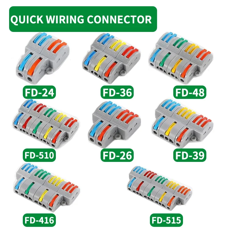 SPL-2 Fast 2-In 2-Out, 3-In 6-Out Wiring Terminals 2-Position 2/3/4/5pin  Connectors Wire Connectors electrical Connector Kit