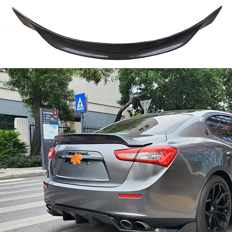 For 2014--2017 Year Maserati Ghibli Spoiler Carbon Fiber Rear Wing Glossy Black Novitec Style Ghibli BodyKit Styling Accessories