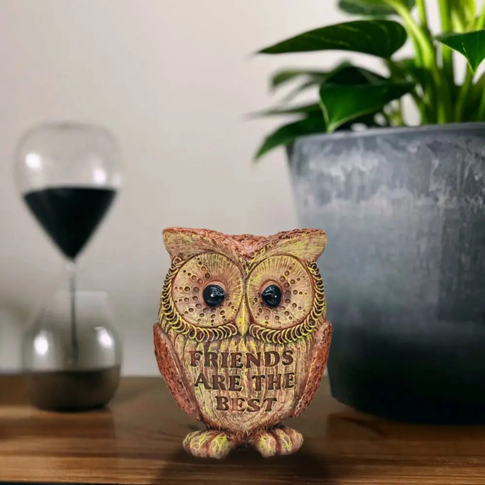 

Crafts Resin Owl Statue Vivid Cute Animal Sculpture Retro Desktop Ornament Bookshelf