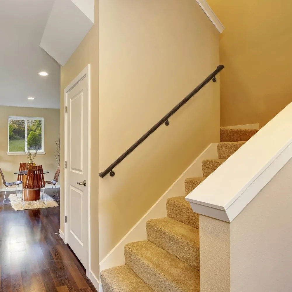 طقم درابزين من الألومنيوم المطلي بالمسحوق مع دعامات تثبيت على الحائط، للاستخدام الداخلي والخارجي، قبضة قوية ومريحة، هاردوا كاملة #2