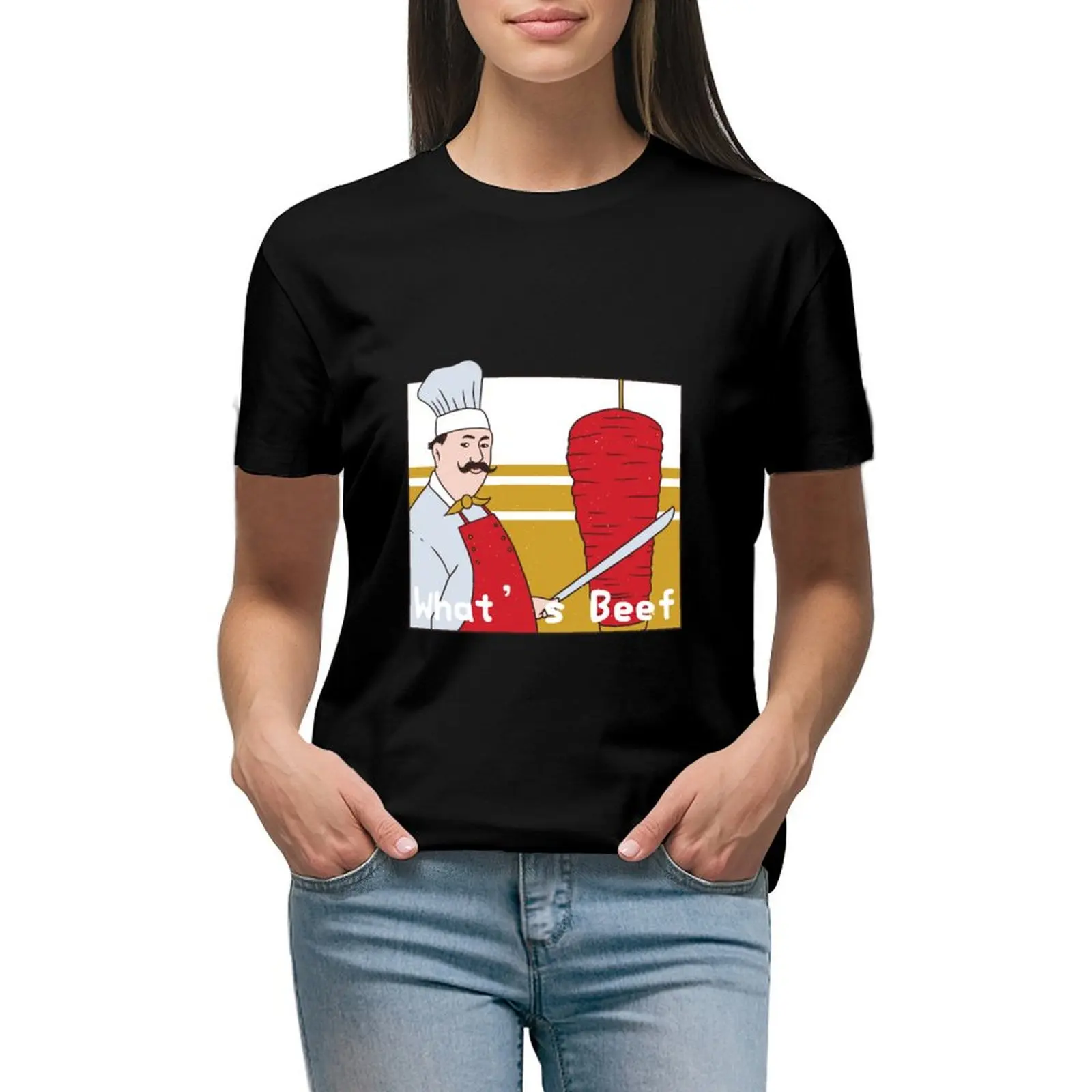 

What's Beef Art T-shirt funny summer top graphic t-shirts for Women