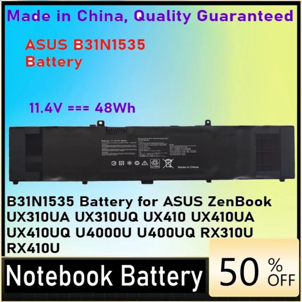 11.4V 48Wh B31N1535 Battery For ASUS ZenBook UX310 UX310UA UX310UQ UX410 UX410UA UX410UQ U4000U RX410U