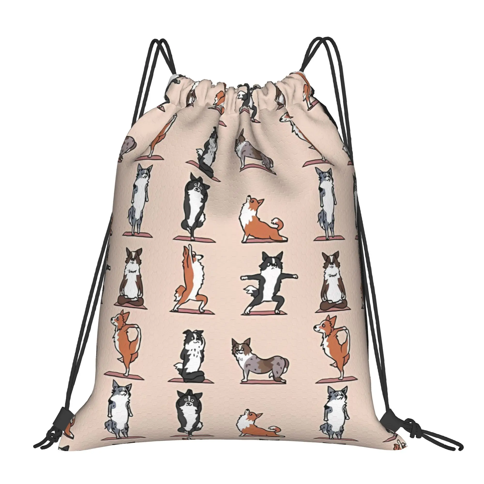 

Спортивные рюкзаки-мешки для йоги, путешествий, езды и спортзала с завязками, для хранения вещей, с изображением бордер-колли