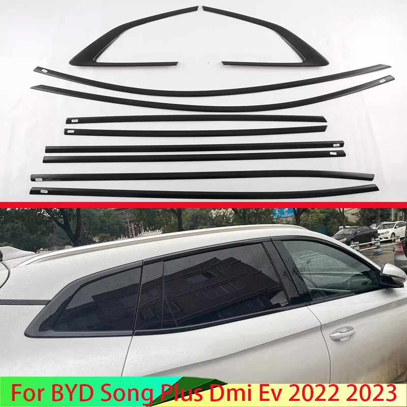 For BYD Song Plus Dmi Ev 2022 2023 Car Accessories Piano Black Body Styling Stick Window Garnish Window Strip Trim