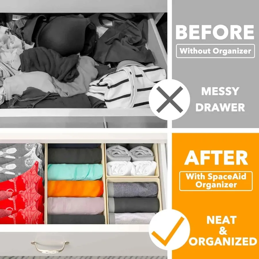 SpaceAid Drawer Organizer for Clothes 18 Pack Dresser Drawer Organizer Bins Closet Organizers and Storage Dividers for Clothing