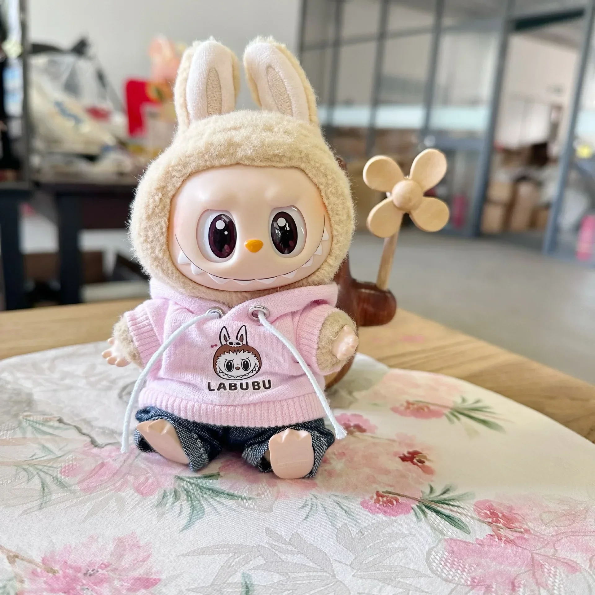 15/17cm Labubu 인형 귀여운 까마귀 세트 Ropa Labubu 용 점프 슈트 복장 펜던트 옷