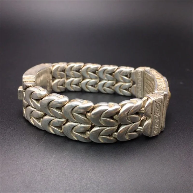 Maichuang/Tibetan Silver Inlaid Bracelet Fashion Bangles Personality Charm Jewelry Exquisite Workmanship Men Women Couple Gift