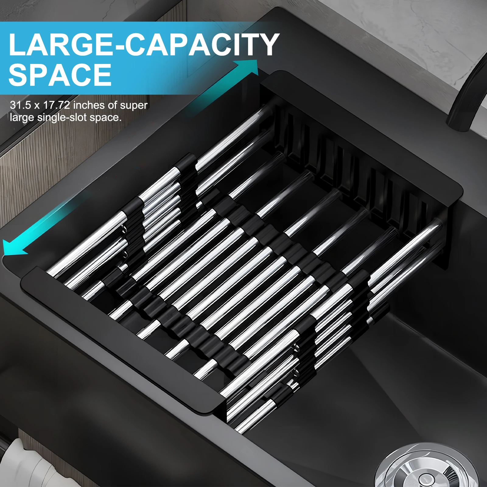 

Free Standing Single Bowl Kitchen Sink with Cold and Hot Water Faucet Hoses and Drain Kit Laundry Tub for Restaurant Garage