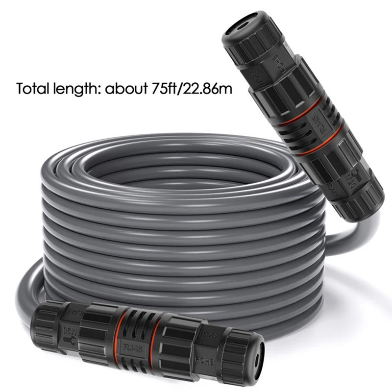 Ethernet Cable Replacement IP68 Waterproof Extension Cable Support 1200M Protocol High Transfer Speed For Starlink 75Ft