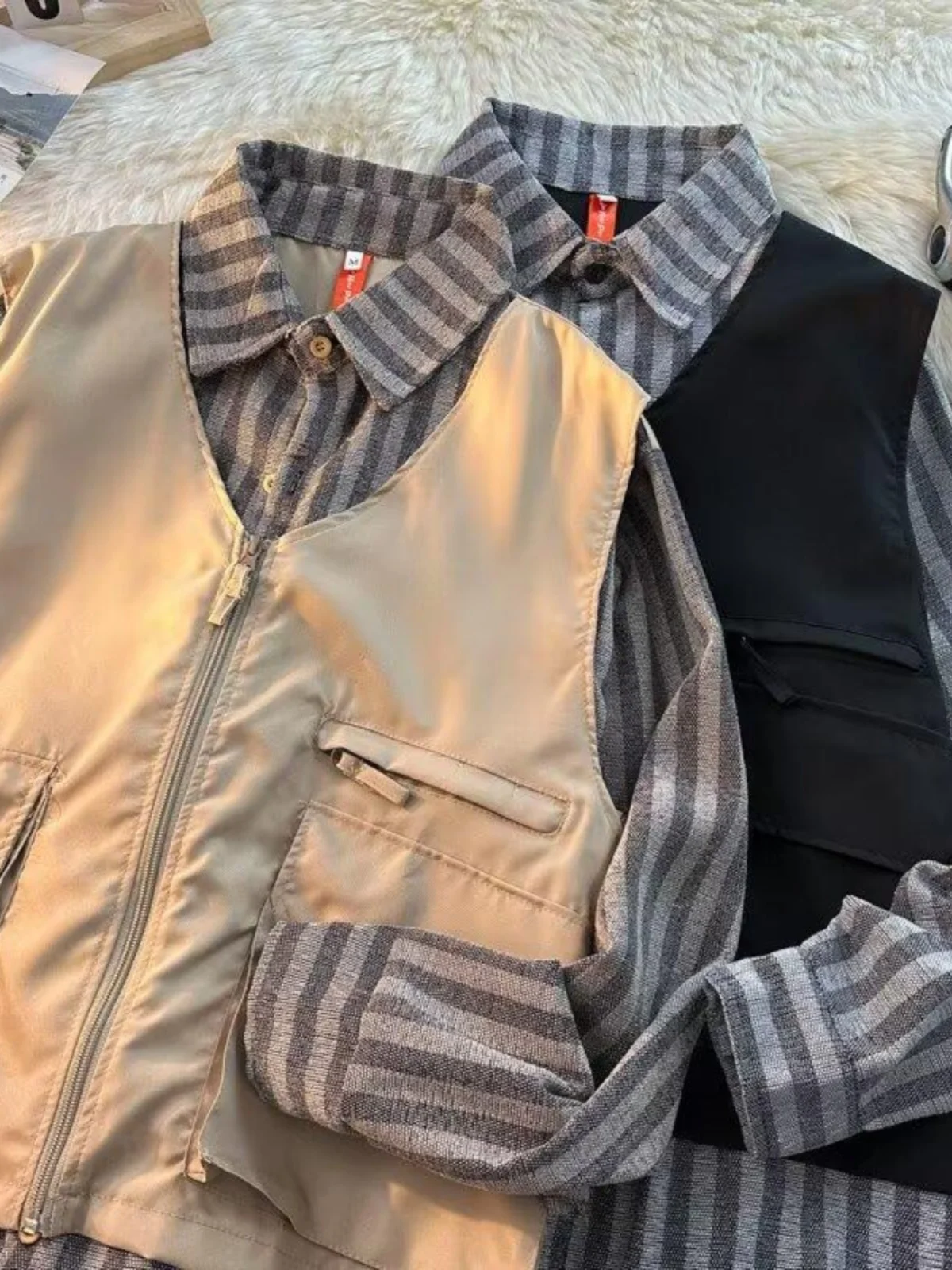 

Модный свободный мужской жилет Long Sve irt, весенне-осенняя повседневная полосатая верхняя одежда, модная молодежная одежда китайского бренда