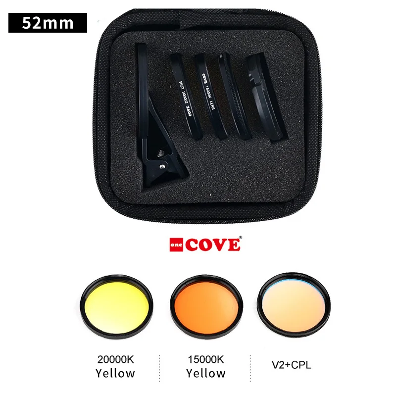 

COVE-Extra Wide Coral Lens Filter Kit for Smartphone and DSLR Camera, Saltwater Aquarium Reef, 52mm, V3