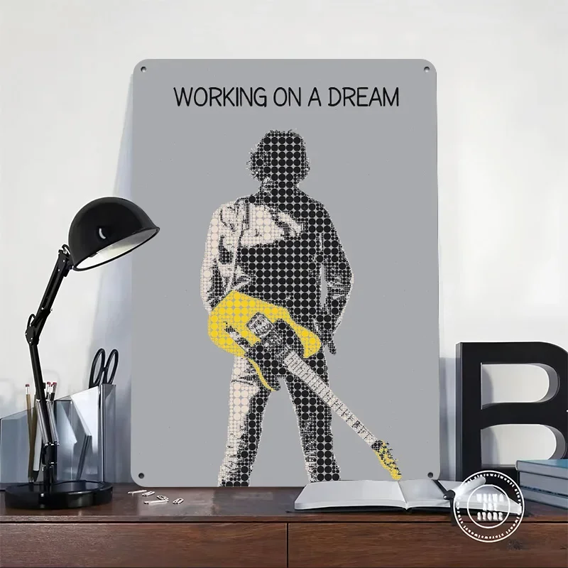 Working on a Dream 3D Texture Metal Poster Customized Wall Art Tin Sign Gift for Mancave Modern Home Decoration Gaming Wand Deko