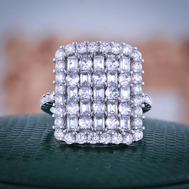 غريب الأشياء امرأة الإكسسوارات خاتم المرأة كامل الماس مربع الزركون الزفاف العروس مجوهرات خاتم الخطوبة افتتاح قابل للتعديل