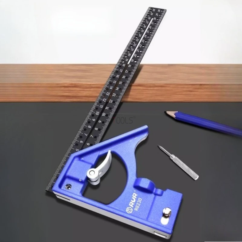 

Деревообработка, прямоугольное позиционирование, комбинированная угловая линейка, 90-градусный измерительный уровень, универсальная регулируемая угловая линейка