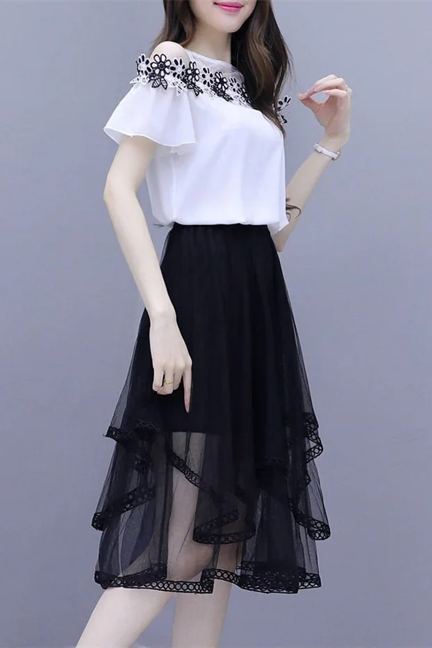 

Midi Female Outfits Festival Promotion New In The Same Co Ord Top and Bottom Y2k Clothes Vintage Women's Two Skirt Piece Set