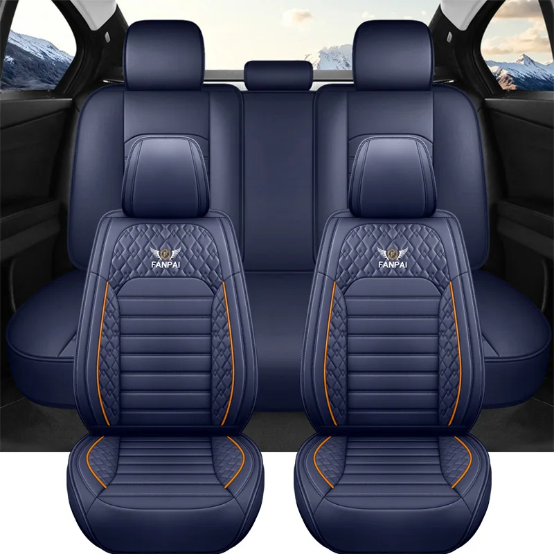 Car Seat Covers for Five Seats, PU Leather Car Seat Cover, universal Fit Car Seat Cover Full Set, Breathable, Black.