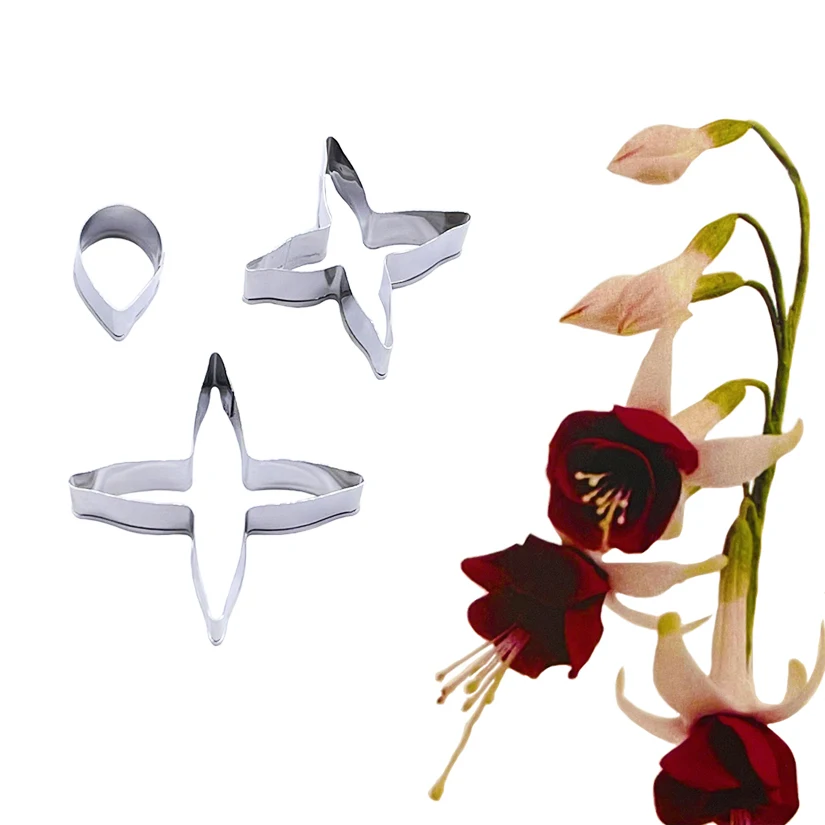 

3 шт./компл. набор формочек цвета фуксии из нержавеющей стали, резак для помадки, торта, печенья, инструменты для украшения торта