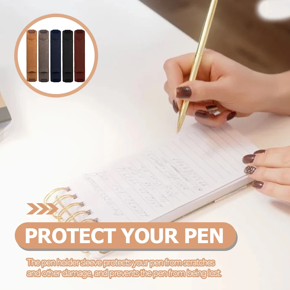 

5Pcs Elastic Band PU Pen Holders for Notebook Premium Sleeve Pouch Gift Choice Elastic Band PU Pen Holder
