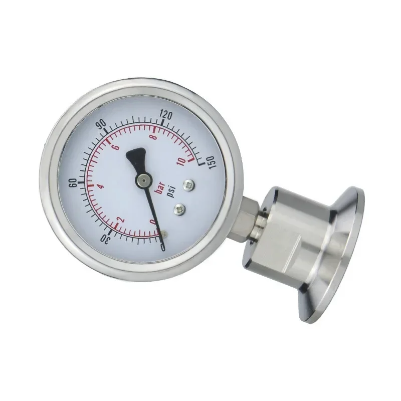 Different Ranges -1-600 Bar Pressure Measuring Meter Clamp Connected Steel Case Hygienic Diaphragm Pressure Gauge