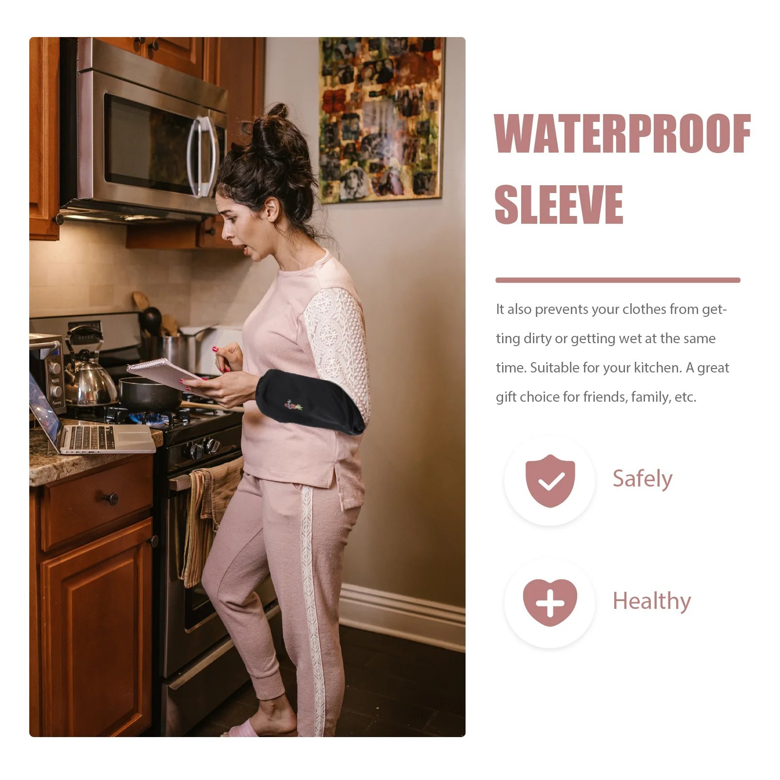 

2Pairs Waterproof Kitchen Sleeves High-Quality Material Breathable Comfortable Anti-Oil Protective Sleeve for Home Hotel Use