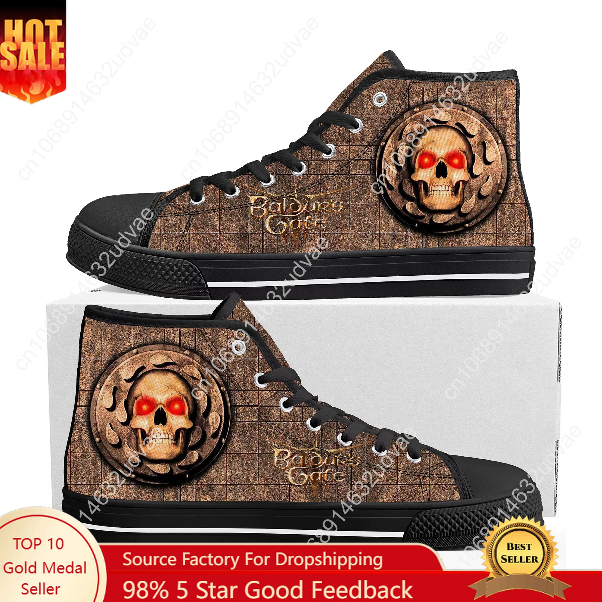 

Baldur's Gate High Top Shoes Men Women Teenager Sneakers Canvas High Quality Sneaker Casual Custom Made Couple Shoe Black Sole