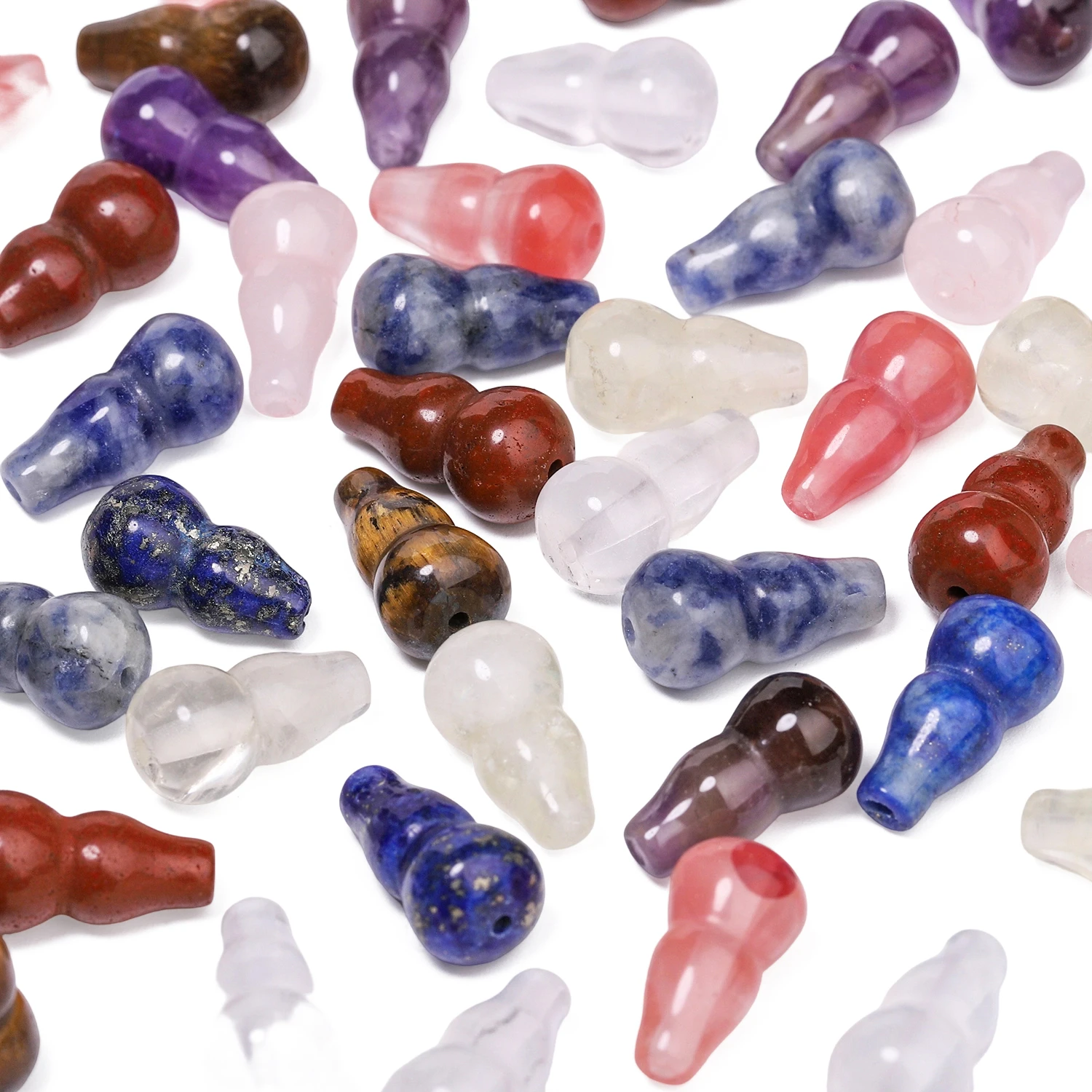8Pcs 8x15mm Gourd Shape Natural Quartz Crystal Stone Loose Beads for diy Jewelry Making Bracelet Neckalce Handmade Crafts